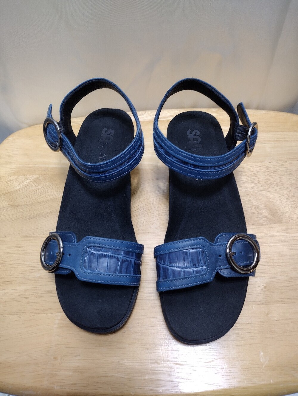 SAS Women's Capsain Blue Seight Wedge Strapped Sandals Size 8.5W